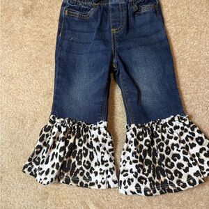 Jumping Beans Blue Jeans with Leopard Print Ruffle
